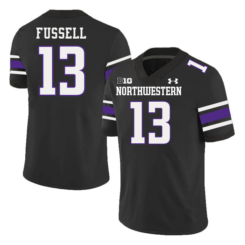 Northwestern Wildcats #13 Josh Fussell College Football Jerseys Stitched-Black